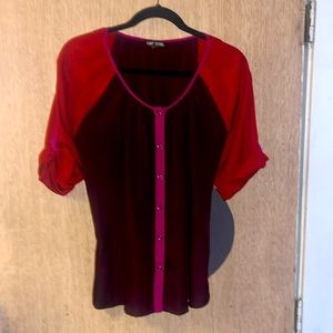 EXPRESS Color block Button Down Blouse Size L